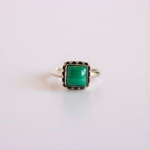 Genuine Malachite Ring in Sterling Silver